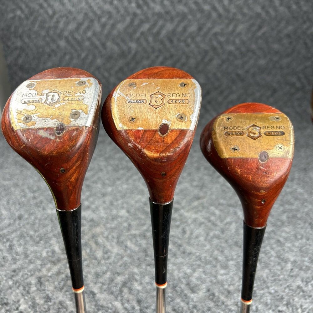 Wilson 4250 Golf Wood Set Persimmon Driver Strata Bloc Brassie Steel Shaft RH